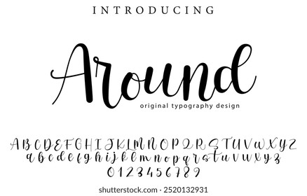 Around Font Stylish brush painted an uppercase vector letters, alphabet, typeface