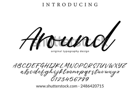 Around Font Stylish brush painted an uppercase vector letters, alphabet, typeface