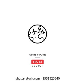 Around The Globe Icon. Ecommerce Isolated On White Background. With Line Style. EPS10 - Vecto