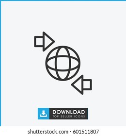 around the globe icon. simple outline qround the globe vector icon. on white background.