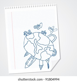 Around the globe - Vector Doodle