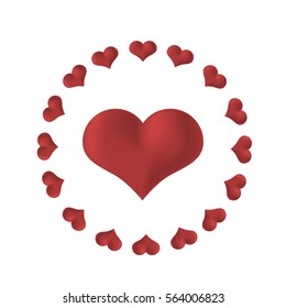 around hearts on a white background
