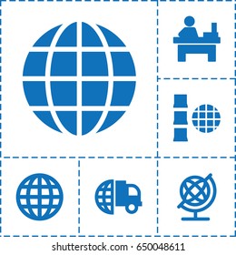 Around icon. set of 6 around filled icons such as globe, table, international delivery