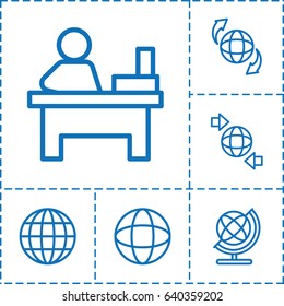 Around icon. set of 6 around outline icons such as globe, table