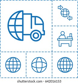 Around icon. set of 6 around outline icons such as table, qround the globe, globe