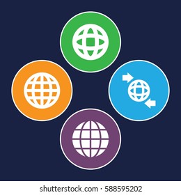 around icons set. Set of 4 around filled icons such as qround the globe
