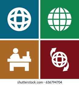Around icons set. set of 4 around filled icons such as table, qround the globe