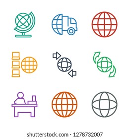 around icons. Trendy 9 around icons. Contain icons such as globe, table, qround the globe, internet, international delivery. around icon for web and mobile.