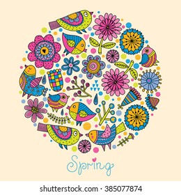 Around postcard. Love spring.