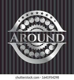 Around silver emblem or badge. Vector Illustration. Mosaic.
