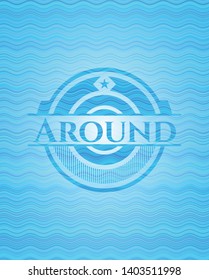 Around water wave representation style badge. Vector Illustration. Detailed.