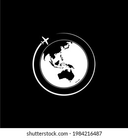 Around The World by Plane Icon Symbol. Illustration for Logo or Design Element. Vector Illustration