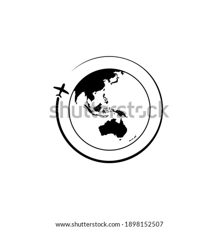 Around The World by Plane. World Map and Plane Illustration for Icon, Symbol, Logo, or Graphic Design Element. Vector Illustration