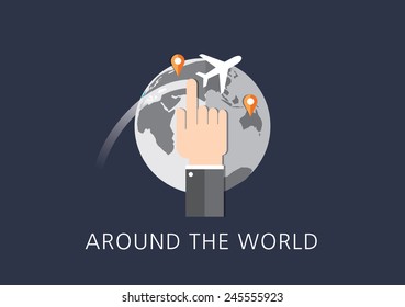 around the world concept flat icon