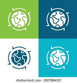 Around The World Flat four color minimal icon set