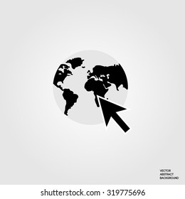 Around the world. Globe vector. Land silhouette. Map illustration. Select country