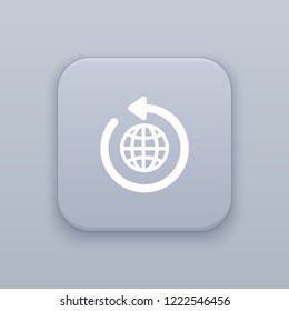 Around the world, gray vector button with white icon on gray background