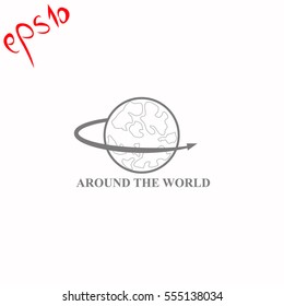 Around the world grey icon.