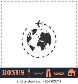 Around world icon flat. Simple vector symbol and bonus icon