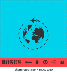Around world icon flat. Simple vector symbol and bonus icon