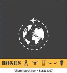 Around world icon flat. Simple vector symbol and bonus icon
