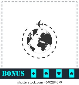 Around world icon flat. Simple vector symbol and bonus icon
