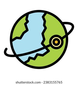 Alrededor del vector de contorno de icono mundial. Viaje en globo. Color del mapa de turismo