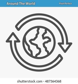 Around The World icon. Professional, pixel perfect icons optimized for both large and small resolutions. EPS 8 format. 12x size for preview.