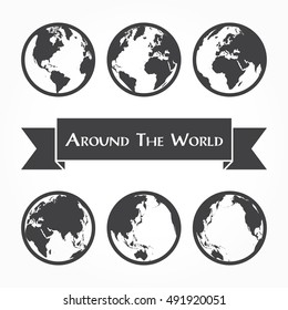 Around the world ( outline of world map )