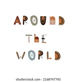 Around the world poster. Vector illustration.