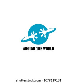 Around the world silhoutte vector logo