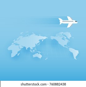 Around the world travelling by plane, vector illustration