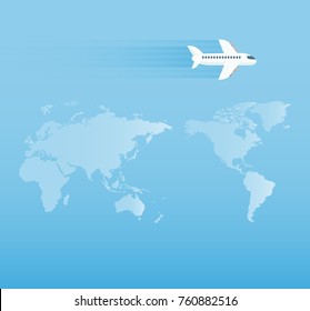 Around the world travelling by plane, vector illustration