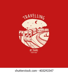 Around the world travelling by train. Flat icon modern design style vector illustration concept.

