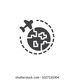 Around the world vector icon. filled flat sign for mobile concept and web design. Travel and tourism simple solid icon. Symbol, logo illustration. Pixel perfect vector graphics