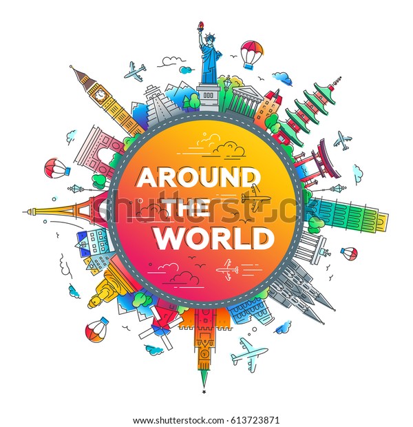 Around World Vector Illustration Flat Design Stock Vector (Royalty Free ...