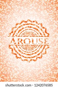 Arouse abstract emblem, orange mosaic background