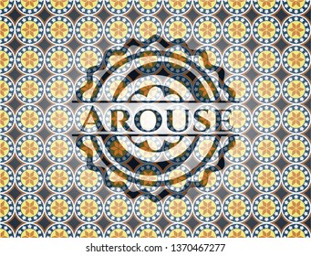 Arouse arabic style badge. Arabesque decoration.