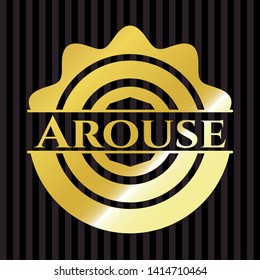 Arouse gold badge or emblem. Vector Illustration. Detailed.
