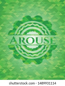 Arouse green emblem with triangle mosaic background. Vector Illustration. Detailed.
