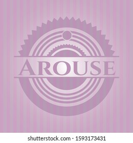 Arouse realistic pink emblem. Vector Illustration. Detailed.
