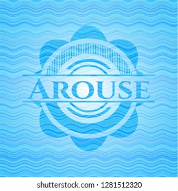 Arouse water wave representation badge background.