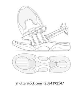 Arow comfort flex sandals for men vector design mockup template technical flat sketch.