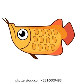 The arowana fish cartoon style. cartoon cute, animal cute