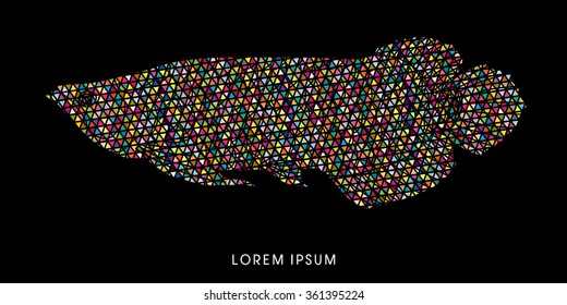 Arowana Fish, Designed using colorful mosaic pattern graphic vector.