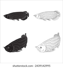 Arowana fish icon vector illustration simple design