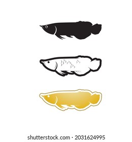 arowana fish icons showing aquatic and animals logo tails and gills