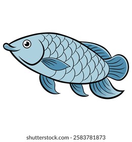 Arowana fish isolated flat vector illustration on white background