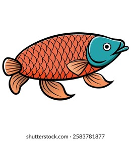 Arowana fish isolated flat vector illustration on white background