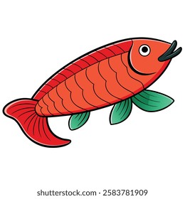 Arowana fish isolated flat vector illustration on white background